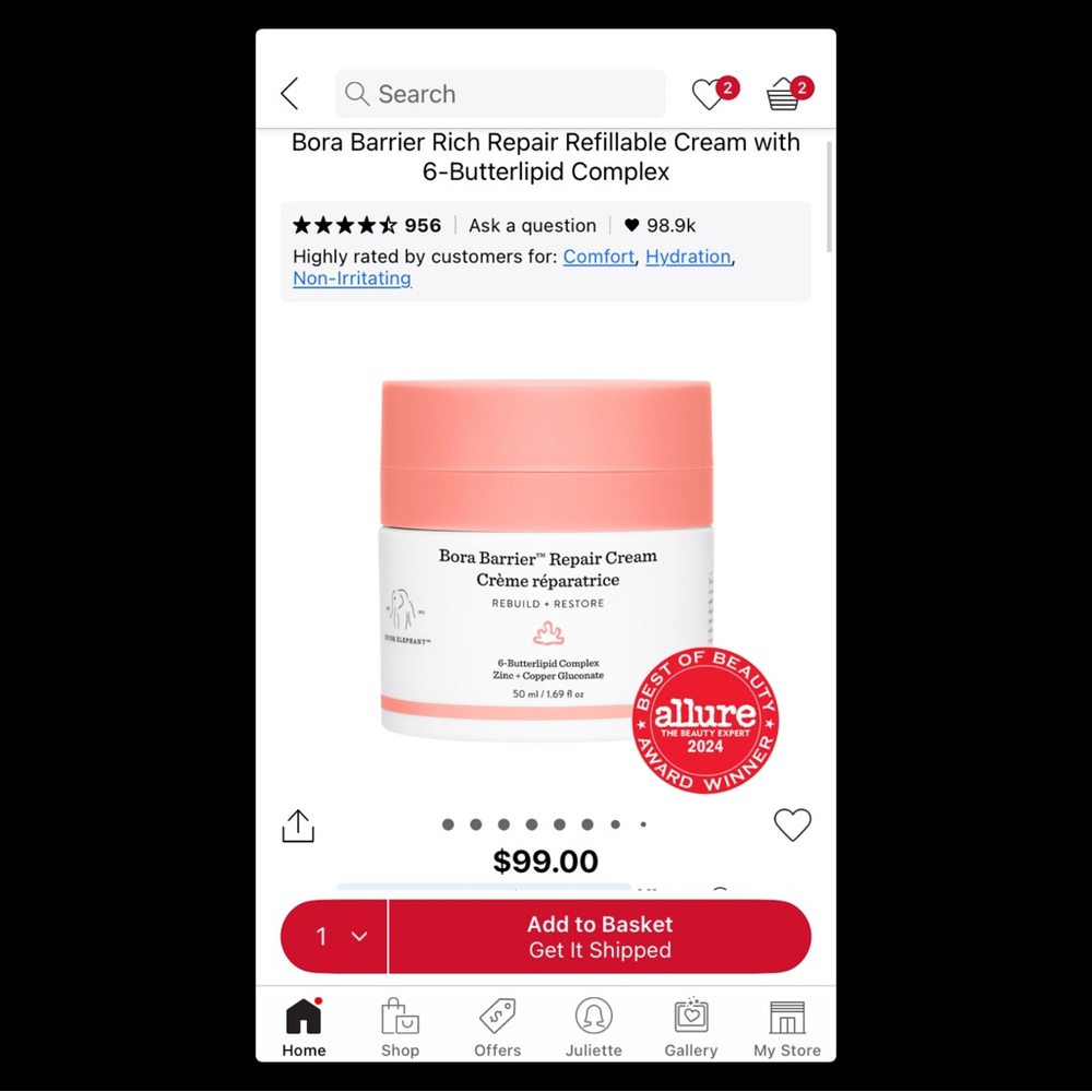 Drunk Elephant Pink and White Repair Cream